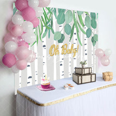 Lofaris Oh Baby Bamboo Leaves Stripe Gender Reveal Backdrop