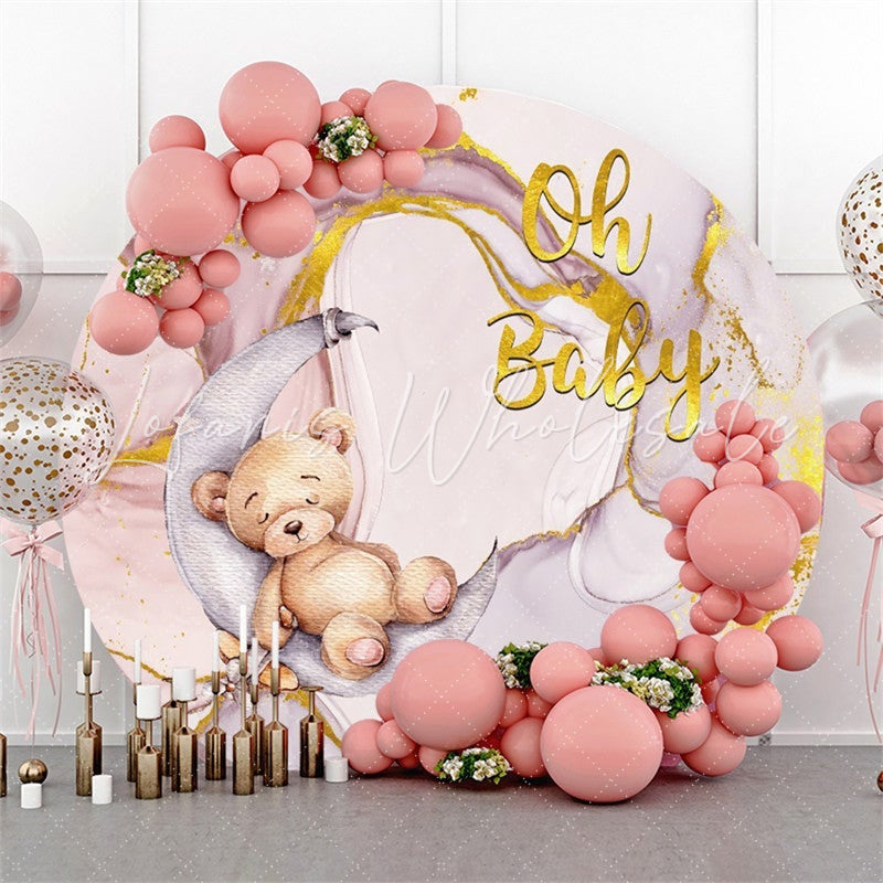 Lofaris Oh Baby Bear And Moon Round Backdrop For Shower