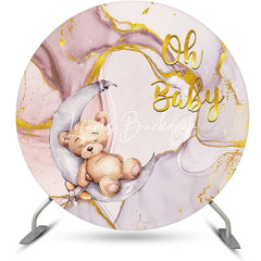 Lofaris Oh Baby Bear Marbled Round Gender Reveal Backdrop