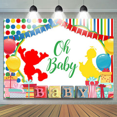 Lofaris Oh Baby Cute Doll Stripes Dots Shower Backdrop