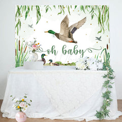 Lofaris Oh Baby Green Leaves Duck Gender Reveal Backdrop