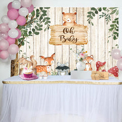 Lofaris Oh Baby Green Tree Cute Animals Birthday Backdrop