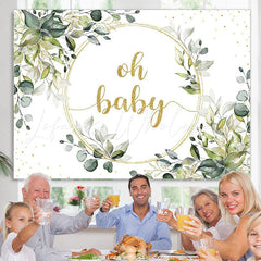 Lofaris Oh Baby Greenery Gold Eucalyptus Shower Backdrop