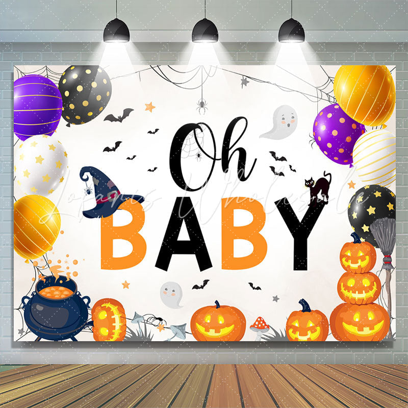 Lofaris Oh Baby Halloween Balloons Boo Shower Backdrop