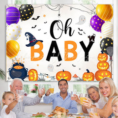 Lofaris Oh Baby Halloween Balloons Boo Shower Backdrop