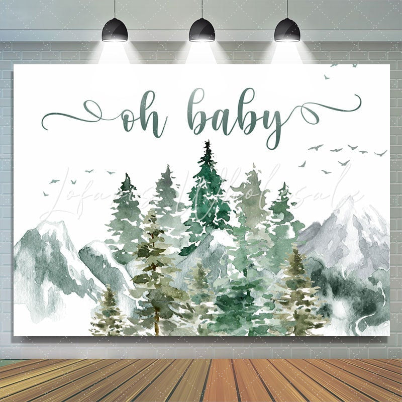 Lofaris Oh Baby Mountain and Pine Tree Shower Backdrop