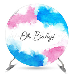 Lofaris Oh Baby Pink Blue Ink Round Shower Backdrop