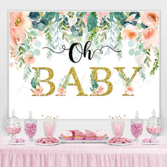 Lofaris Oh Baby Pink Floral Water Colour Shower Bakcdrop