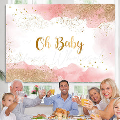 Lofaris Oh Baby Pink Glitter Boho Gender Reveal Backdrop