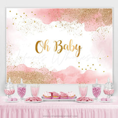 Lofaris Oh Baby Pink Glitter Boho Gender Reveal Backdrop