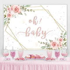 Lofaris Oh Baby Pink Rose and Gold Frame Shower Backdrop