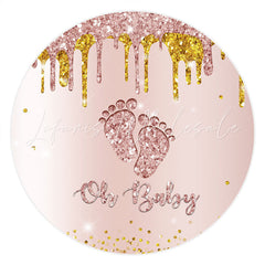 Lofaris Oh Baby Rose Gold Glitter Feet Round Shower Backdrop