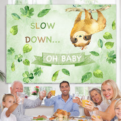 Lofaris Oh Baby Slow Down Green Leaves Shower Backdrop