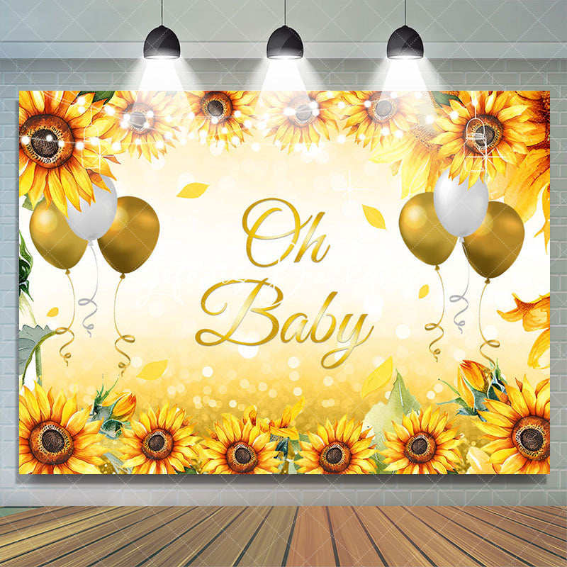 Lofaris Oh Baby Sunflower Balloons Gender Reveal Backdrop