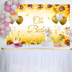 Lofaris Oh Baby Sunflower Balloons Gender Reveal Backdrop