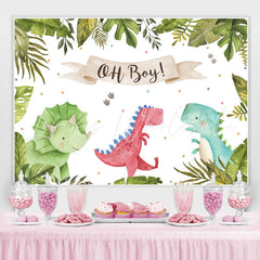 Lofaris Oh Baby Three Cute Dinosaurs Backdrop for Shower