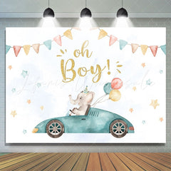 Lofaris Oh Boy Balloon Elephant Baby Shower Photo Backdrop