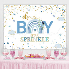 Lofaris Oh Boy Blue Heart And Cloud Baby Shower Backdrop