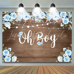 Lofaris Oh Boy Blue Roses Wood and Lights Baby Shower for