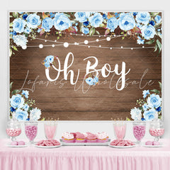 Lofaris Oh Boy Blue Roses Wood and Lights Baby Shower for