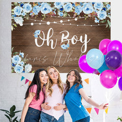 Lofaris Oh Boy Blue Roses Wood and Lights Baby Shower for