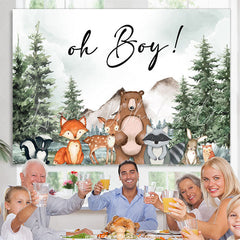 Lofaris Oh Boy Forest Animals Spruce Baby Shower Backdrop