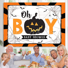 Lofaris Oh Boy Halloween Pumpkin Theme Baby Shower Backdrop