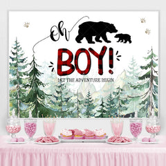 Lofaris Lets The Adventure Begin Bear Baby Shower Backdrop