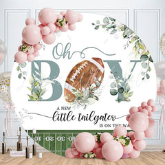 Lofaris Oh Boy Little Tailgater Round Baby Shower Backdrop