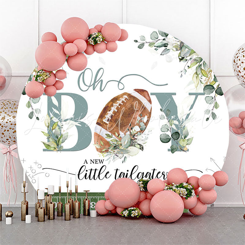 Lofaris Oh Boy Little Tailgater Round Baby Shower Backdrop