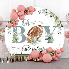 Lofaris Oh Boy Little Tailgater Round Baby Shower Backdrop