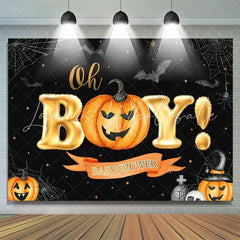 Lofaris Oh Boy! Pumpkin Halloween Themed Baby Shower Backdrop