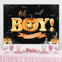 Lofaris Oh Boy! Pumpkin Halloween Themed Baby Shower Backdrop