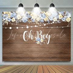 Lofaris Oh Boy Rustic Wood Floral Backdrops for Baby Shower