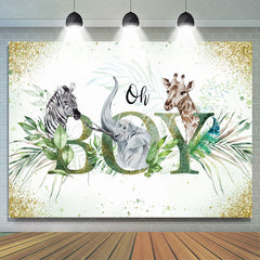 Lofaris Oh Boy Safari Animals Botanical Baby Shower Backdrop