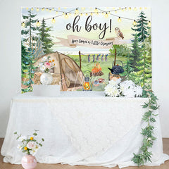 Lofaris Oh Boy Wild Camping Teddy Bear Baby Shower Backdrop