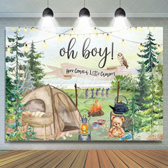 Lofaris Oh Boy Wild Camping Teddy Bear Baby Shower Backdrop