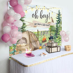 Lofaris Oh Boy Wild Camping Teddy Bear Baby Shower Backdrop