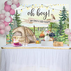 Lofaris Oh Boy Wild Camping Teddy Bear Baby Shower Backdrop