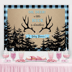 Lofaris Oh Dear Antlers Black forest Blue Baby Shower Backdrop