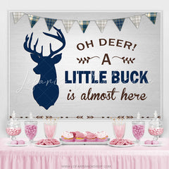 Lofaris Oh Deer A Little Buck Is Here Baby Shower Backdrop