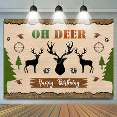 Lofaris Oh Deer Jungle Forests Elk Happy Birthday Backdrop