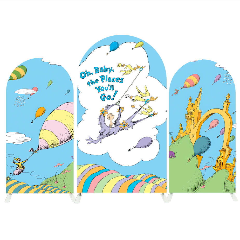 Oh Baby The Place You?¡¥ll Go Birthday Baby Shower Party Arch Backdrop Wall Cloth Cover