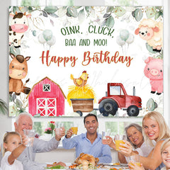 Lofaris Oink Cluck Baa And Moo Farm Animals Birthday Backdrop