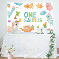 Lofaris One A Saurus Carton Dinosaur World Birthday Backdrop