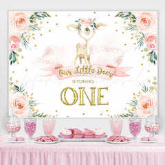 Lofaris One Litter Deer Is Turning Pink Floral Backdrop for First Birthday