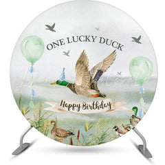 Lofaris One Lucky Duck Green Round 1st Birthday Backdrop