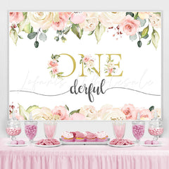 Lofaris One Simple Floral Photo Backdrop for Girls Birthday