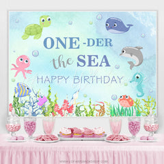 Lofaris Oneder The Sea Animal Happy Birthday Water Backdrop