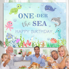 Lofaris Oneder The Sea Animal Happy Birthday Water Backdrop